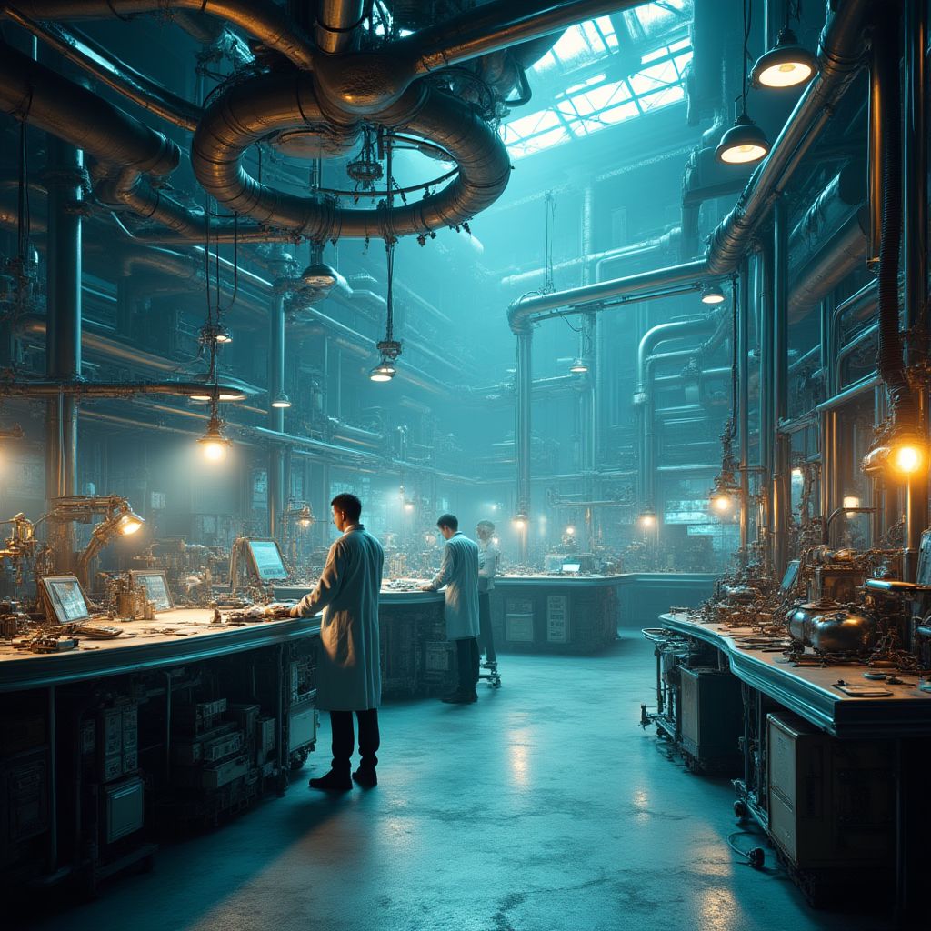 Advanced metallurgy laboratory with researchers